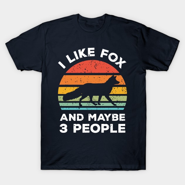 I Like Fox and Maybe 3 People, Retro Vintage Sunset with Style Old Grainy Grunge Texture T-Shirt by Ardhsells